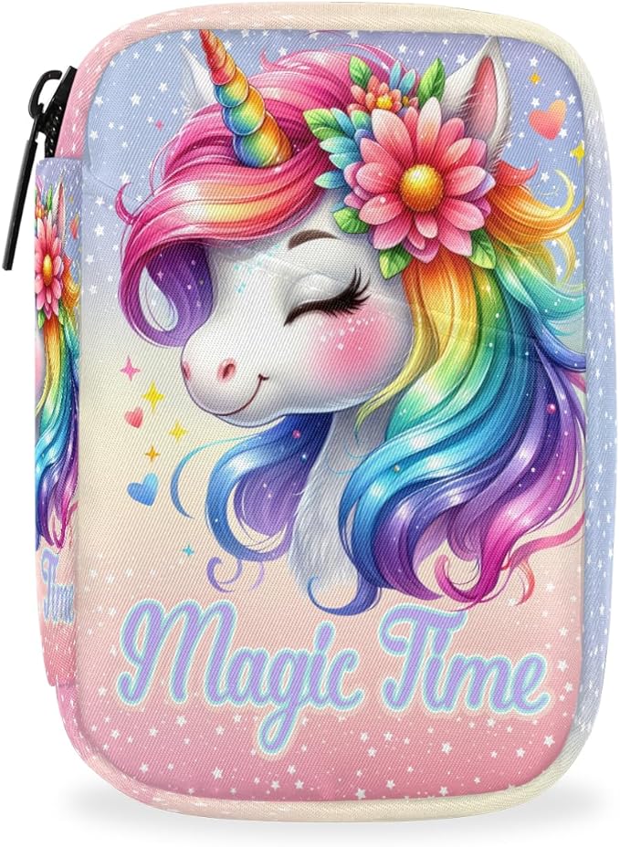 Animal Flower Rainbow Unicorn Travel Pill Organizer Box Weekly Portable Pill Case Daily Pills 7 Day Small Birth Control Pills Container Removable Compartments for Medicine Vitamins Fish Oil