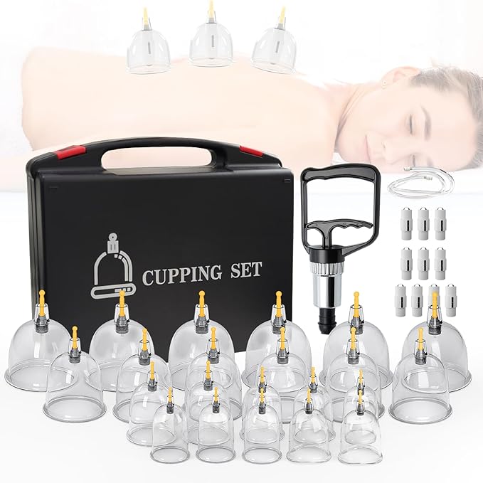 Cupping Therapy Set Professional 22 Cup Home Cupping Kit for Massage Therapy, Portable with Handles, SafeShell Cupping Machine Set with Vacuum Magnetic Pump, Cellulite Cupping Massage Kit