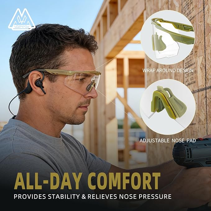 Shooting Glasses Anti Fog with High Definition Lenses, ANSI Z87.1 Certified Tactical Safety Glasses for Men Women