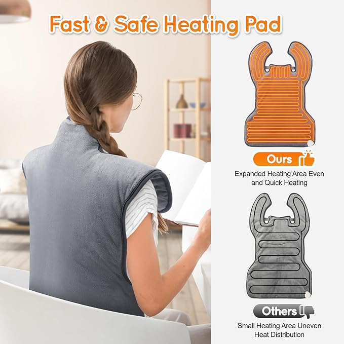 24''×37'' Heating Pad for Neck and Shoulders and Back Pain Relief, Electric Extra Large Heating Pad with 6 Temperature Settings & 4 Auto-Off Timers,Thoughtful Gift for Women, Men,The Elderly
