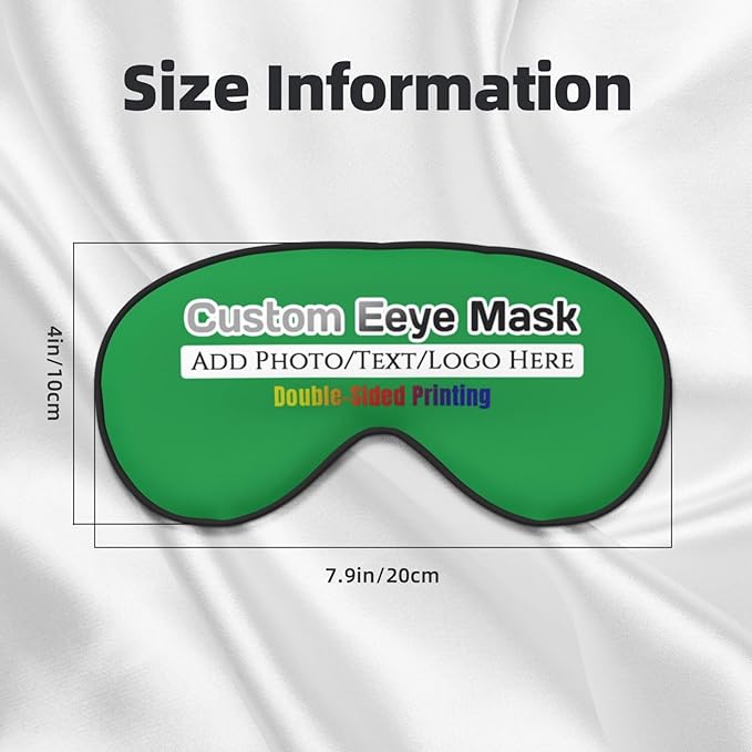 Personalized Eye Mask Add Picture Text Image Logo Custom Travel Sleeping Masks for Home Office Customized Sleep Mask for Men Women Blocks Light Adjustable Strap Irish Green
