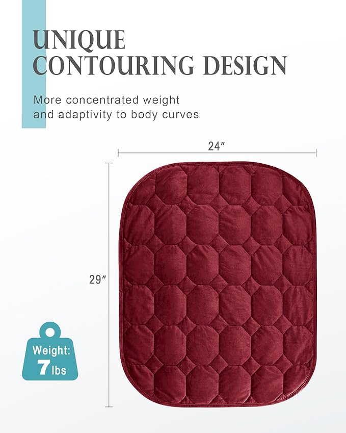 Cottonblue Weighted Lap Blanket Pad 7 lbs 29" x 24", Cozy Luxury Crystal Velvet Weighted Blanket for Adults, Small Weighted Blanket Throw All Season for Travel Relaxation Sleeping, Red Heavy Blanket