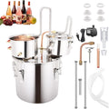 Shine Still 5 GAL 3 Pots Distillery Kit for Alcohol Stainless Steel Copper Tube Complete with Thumper Water Pump Metal Thermometer Fermentation Airlock Distilling for Whiskey, Brandy etc.