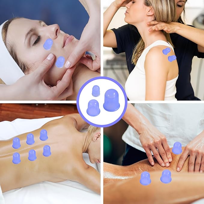 6 Pieces Silicone Cupping Therapy Set, Anti Cellulite Cup Massager Cellulite Remover Vacuum Suction Cups for Treatment