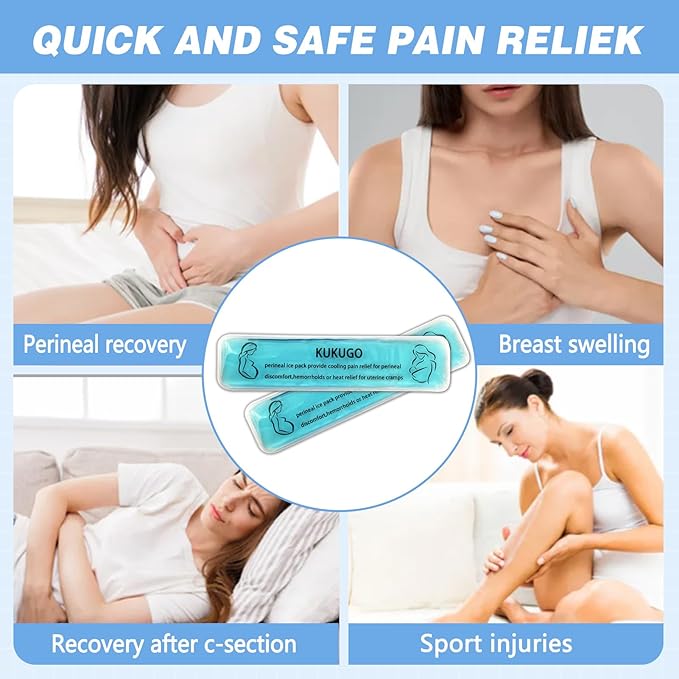 Perineal Ice Packs, Perineal Cooling Pads, Hemorrhoid and Perineal Ice Packs, Postpartum and Hemorrhoid Pain Relief, Hot & Cold Packs for Women After Pregnancy and Delivery, 2 Ice Pack and 2 Cover