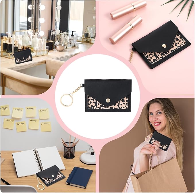 1 Pack Birth Control Pill Case Sleeve Packet 4.3 X 3 Inch PU Leather Wallet Pill Holder Privacy Protection Birth Control Pill Wallet with Key Ring for Pill Card Organizer, Black