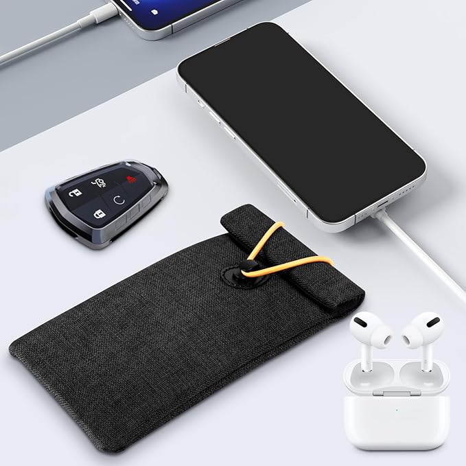 Faraday Bag, RFID Signal Blocking Bag, GPS Car Key Cell Phone Signal FOB Blocker Wallet Shielding Pouch Privacy Protective Case, Car Security Protection, Anti-Theft Pouch, Anti-Tracking Anti-Spying