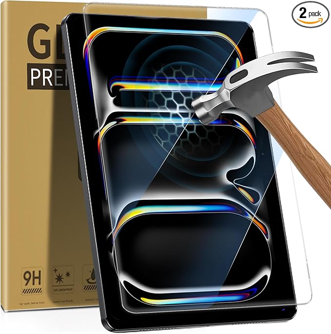 ZenRich [2 Packs] Anti Blue Light Screen Protector for iPad Pro 13 Inch (M5 2025/ M4 2024) – 9H Hardness Tempered Glass, HD Clarity, Eye Protection, Scratch Resistant, Bubble-free