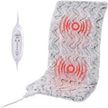 Heat Massaging Weighted Heating Pad for Back Pack, Weighted Electric Heating Pad with Massaging Vibrations 3.7lb Non-Toxic Beads 4 Heat Settings 4 Massage Modes 2h Auto-Off (Grey White, 12"x24")