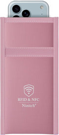 Faraday Bags for Phone Privacy & Security - Signal Blocking Pouch for GPS/WIFI/5G/RFID - Fireproof & Waterproof Anti-Drop Case for Travel & Data Protection Pink