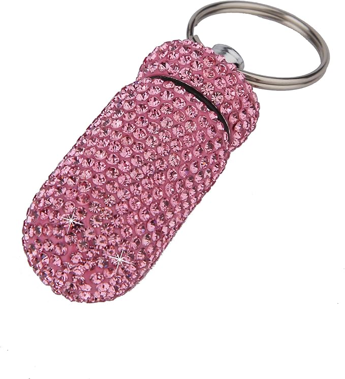3PCS Bling Crystal Rhinestone Portable Pill Case Pill Container Waterproof Pill Holder with Keychain Glitter Travel Pill Box Small Medicine Dispenser Bottle Storage for Outdoor Camping Travel,11