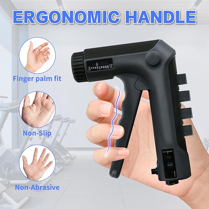 HXD-ERGO Grip Strength Trainer with Finger Exerciser, Adjustable Resistance Hand Gripper, Hand Exerciser with Counting for Muscle Building(10-130 LBS)