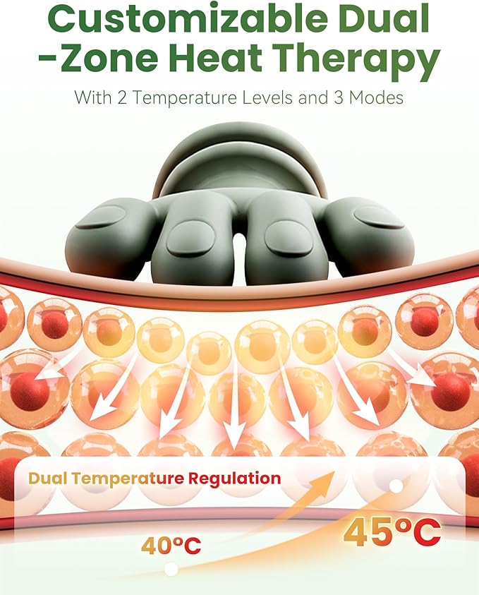 Neck and Back Massager, Official 4D Deepkneading Neck Massager 2.0 with Heat, Wireness with 2 Temp Levels & 3-Speed for Pain Relief Deep Tissue (1Pcs)