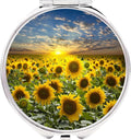 Small Pill Box 3 Detachable Compartments Pill Case with Mirror 2.4inches Pocket Round Medicine Organizer, Mini Portable Pill Organizer for Pocket Purse& Travel Convenience-Sunflower