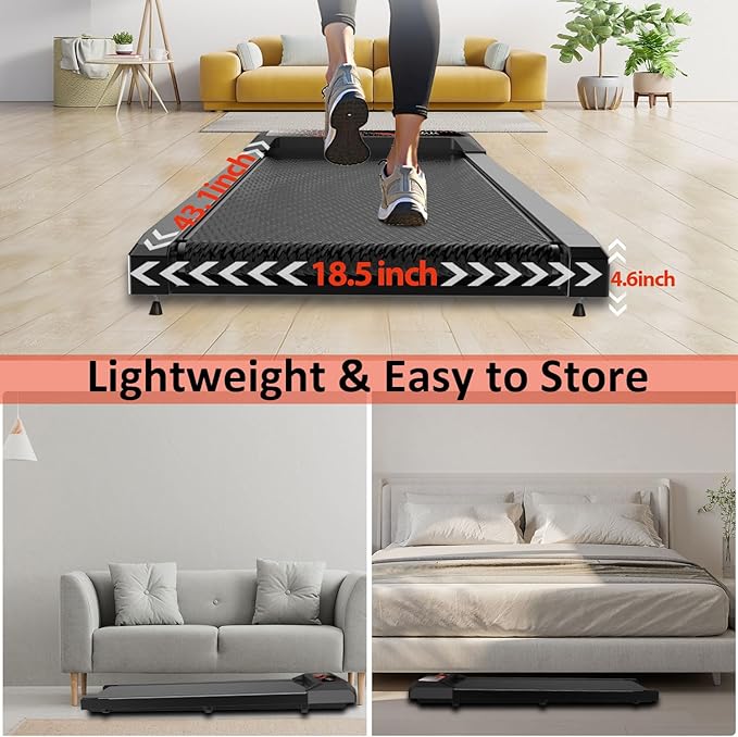 Walking Treadmill Pad with Incline - 2.5HP Low Noise Under Desk Treadmill,Walking Portable Pad with Handle Bar, 3 in 1 for Home, Remote Control with LED Screen 270Lbs Weight Capacity
