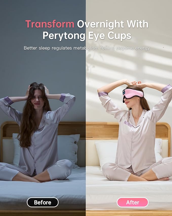 Sleep Mask with Bluetooth 5.4 Headphones, Wireless Music Sleep Eye Mask for Side Sleepers, 3D Contoured Comfort & Built-in HD Stereo Earphones, Blackout for Travel (Peach Pink)