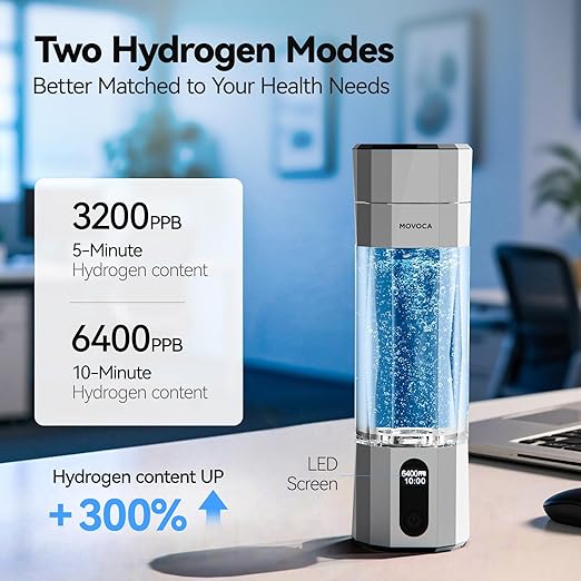 Upgrade Hydrogen Water Bottle, Up to 6400PPB Hydrogen Water Generator -SPE PEM Tech, 7OZ Food-Grade PC Hydro Water Machine, Health Care Gifts for Husband, Wife, Family, Friends, Travel (Sliver)