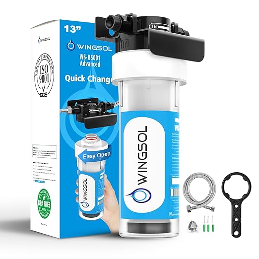 WINGSOL Water Filter for Sink Faucet, Reduce Heavy Metals/Chlorine/PFAS/PFOA/PFOS/Odor/Sediment, NSF/ANSI 42&53 Improve Taste, EZ Change Life Indication Mineral pH+ Under Sink Water Filter (Advanced)