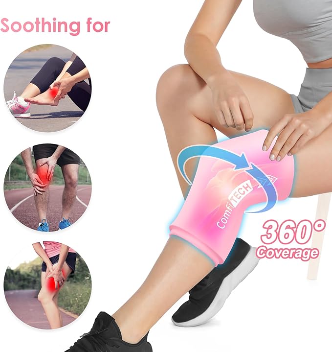 ComfiTECH Knee Ice Sleeve for Cooling Application, Flexible Cold Gel Pack Reusable, Extra Large, Pink