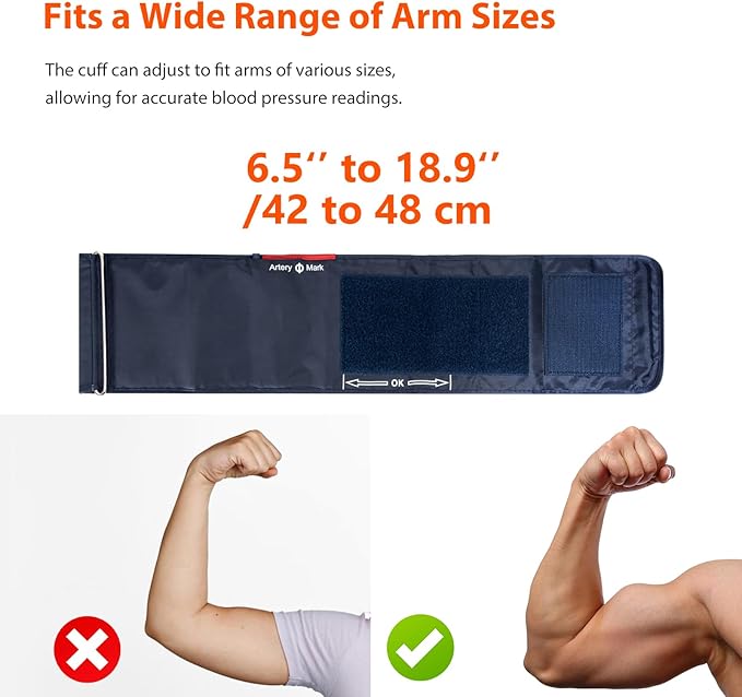 iHealth Extra Large Adult Replacement Blood Pressure Cuff for Big Arms (16.5"-18.9", 42-48cm), Compatible for iHealth Track Smart Upper Arm Blood Pressure Monitor, Cuff Only