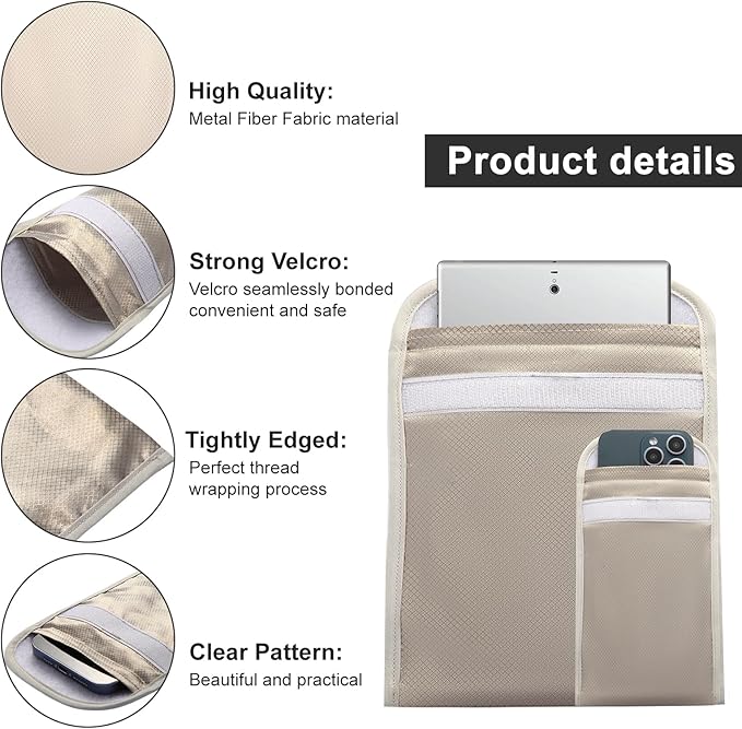 2PCs Security EMF/EMP/RF Shield Faraday Cell Phone Sleeve, Signal Block Pouch 5G Protection RFID GPS RFID Privacy Smartphone Anti-Tracking & Data Privacy, Electronic Device Security Wallet Bag Silver