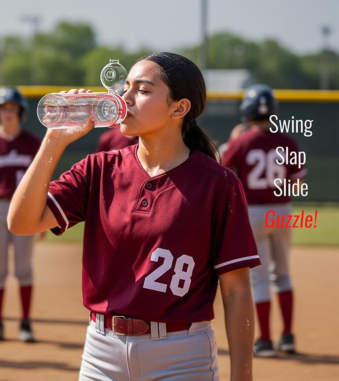 32oz/1L Sport Water Bottle, Light Tritan, Quick-Open Chug Lid/Straw 2-in-1, Leak-Proof, Dishwasher-Safe, BPA-Free, Drop-Resist & Scratch-Resist for Travel/Gym/Office/Fan Gift (Baseball)