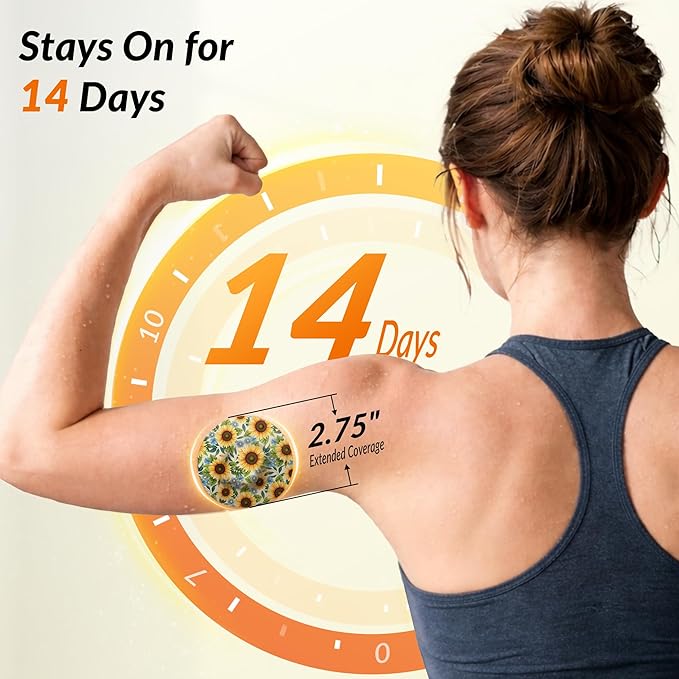 Libre 3 & Plus Sensor Covers Waterproof, Amolyfe 10 Pack Freestyle Libre 3 Sensor Covers, Bump-Proof with Hard Cap for Free Style Glucose Sensor, Easy-Peel Tab 14-Day Protection (Daisy)