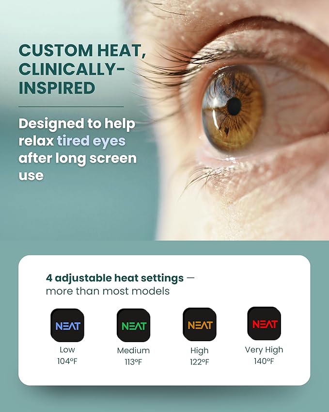 Heated Eye Mask - Cordless Eye Mask for Dry & Tired Eyes - 4 Adjustable Temperature Settings - Rechargeable and Light Blocking, Washable Cover for Cleaning (Ocean Stone)
