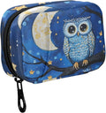 Fustylead Owl Birds on Branch in Night Sky Moon Stars Travel Pill Case Bag with Zipper Weekly Pill Box 8 Compartments 7 Day Personal Pill Case Purse Medicine Case Organizer