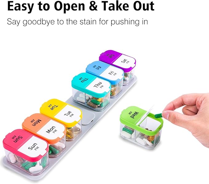 Daviky Extra Large Weekly Pill Organizer, XL Pill Box 2 Times a Day, 7 Day AM PM Medicine Pill Organizer for Supplement, Big Daily Pill Case Holder with Large Container for All Your Vitamin