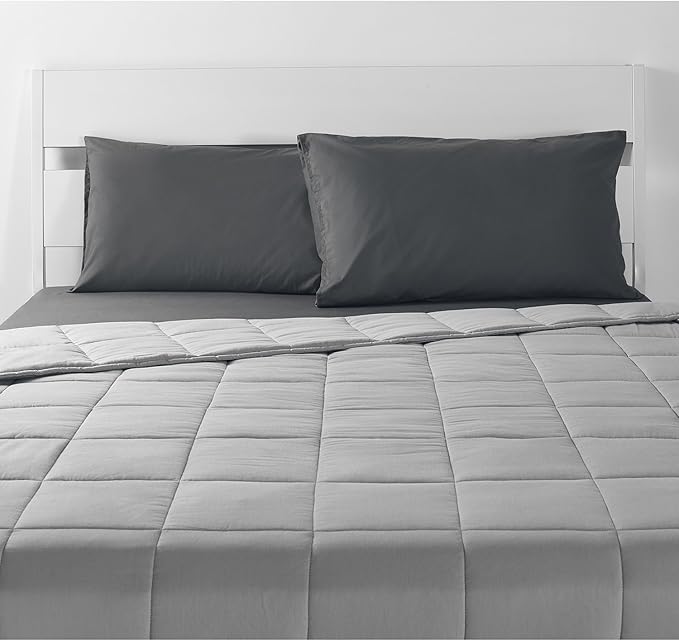 RelaxBlanket Cotton Weighted Blanket 100% Cotton with Premium Glass Beads for All-Season 60''x80'' 15lbs,Light Grey