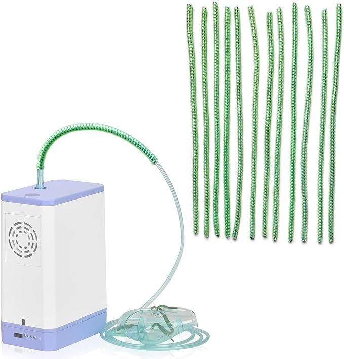 12 Pcs Oxygen Tubing Support Crimp Straightener,Oxygen Tubing Accessories,Oxygen Tube Jacket,Oxygen Tube Support for Oxygen Hose Nasal Cannula, Green