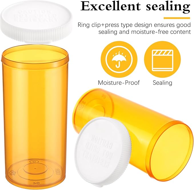 Empty Pill Bottles with Caps, Small Medicines Bottle Plastic Vials Easy Open Medication Vials Containers Clear Travel Pill Cases Organizers (13 Dram, 9 Pcs)