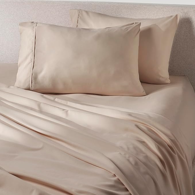 PeachSkinSheets Cooling Bed Sheets for Hot Sleepers - Ultra-Soft Breathable Luxury Microfiber Sheet Set, Moisture-Wicking, Deep Pocket, Oeko-TEX® (California King, Toasted Marshmallow)