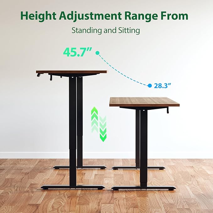 Agilestic Electric Standing Desk, 71 x 24 Inches Height Adjustable Desk, Sit Stand up for Work Office Home, Ergonomic Rising Computer Table with Memory Preset, Dark Walnut