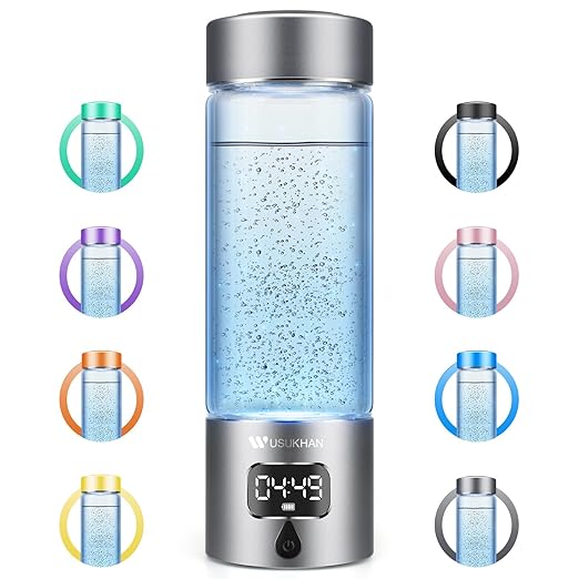 Hydrogen Water Bottle Generator with SPE/PEM–Portable Molecular Hydrogen Rich Water Machine, Rechargeable,5000 ppb,LED Timer for Home, Office, Travel, Sports,Birthday & Christmas Gift
