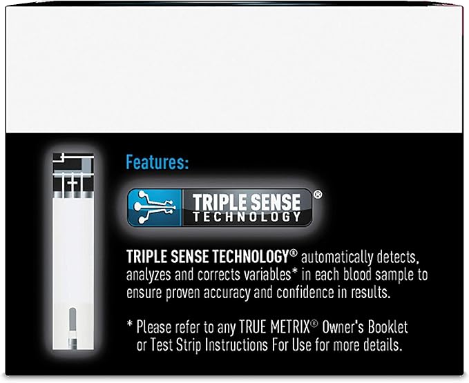 LEADER True Metrix Blood Glucose Test Strips for Diabetes, Tiny Blood Sample, Self-Monitoring, Triple Sense Technology, for Adults and Kids 12+, Compatible with True Metrix Meters only, 50 Strips