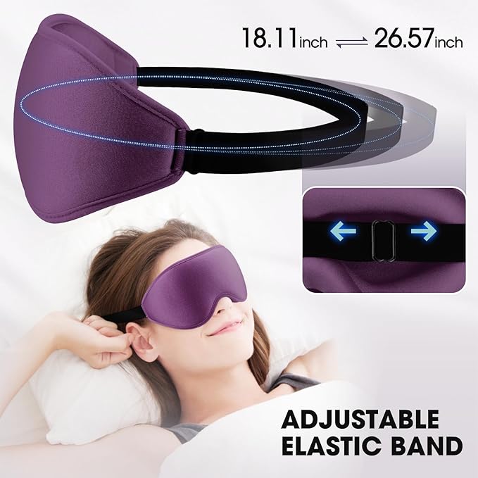 Sleep Mask | 99% Fully Block Out Light Eye Sleep Mask | Long Lash Extension | 3D Deep Contoured Eyes Cover Zero Pressure | Adjustable Straps | Sleep Travel Home Nap Rest Women Men (Purple)