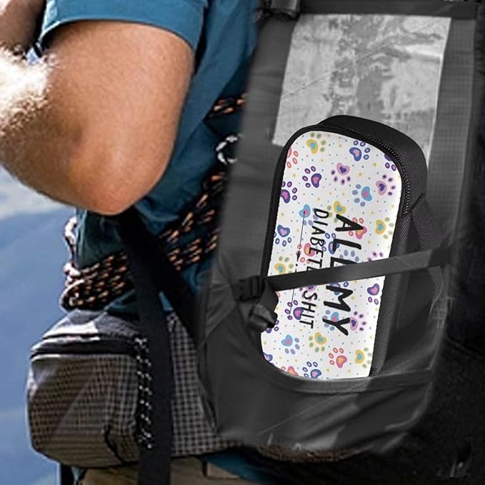 Rnyleeg All My Diabetes Shit Insulin Cooler Travel Case Dog Paw Prints Insulin Bag for Women Men Boys Girls Diabetic Supplies Travel Case Organizer