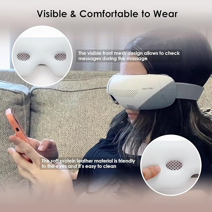 Eye Massager with Heat for Migraines Relief Heated Eye Mask for Dry Eyes, Eye Strain Relief, Birthday/Mothers Day Gifts for Women Mom(White)