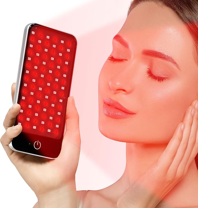 Mini Red Light Therapy for Face,Red Near Infrared Portability LED Panel, 90 Flicker Free LEDs High Power Panel, Ideal for Body, Face, Recovery, Improve Sleep, Skin