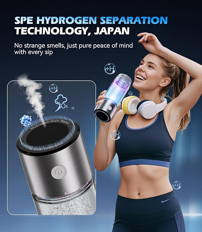 4.0 Upgrade Hydrogen Water Bottle & Hydrogen Absorption 【SGS Certification - 5000PPB】【NO.1-100% Odorless】 Hydrogen Water Bottle - 2025 SPE PEM Technique, Double Hydrogen Content 2PCS