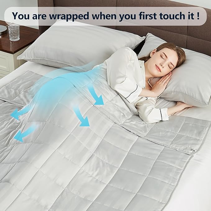Weighted Blanket Queen Size (60"x80" 17lbs),Ultra Soft and Cozy Cooling Weighted Blanket Queen Size for Adult,Heavy Blanket with Machine Washable Soft Blanket, Light Grey