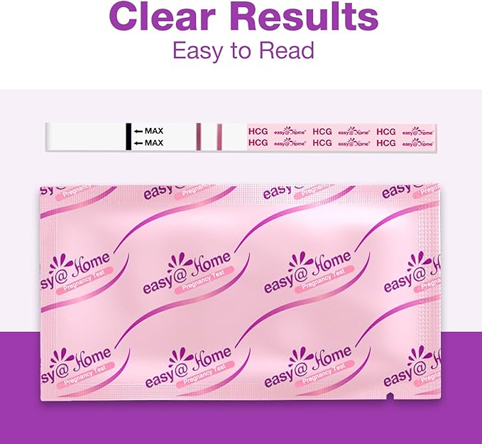 Easy@Home Pregnancy Test Strips: 20 Bulk with Large Urine Cups - Fast Results, At-Home Fertility Testing - Pruebas de Embarazo