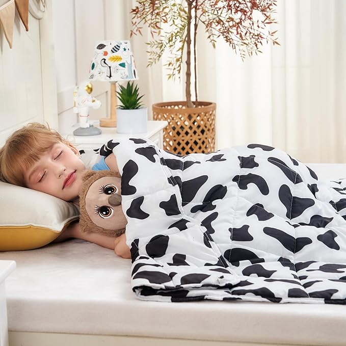 yescool Cow Print Weighted Blanket 5 Pounds Cooling Weighted Lap Blanket, Heavy Blankets, Comfortable Weighted Throw Blanket Gifts for 40-60lbs, 36"x48"