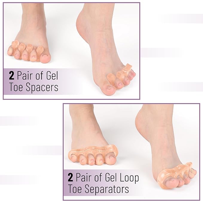 Dr. JK- ToePal Gel Toe Separator, 4 Pairs, Blush, Toe Spacers, Bunion Corrector
