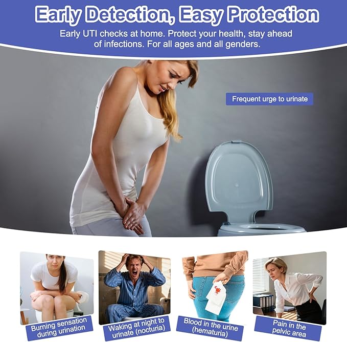 4-in-1 UTI Test Strips, Full Panel Urinary Tract Infection Test Kit at Home for Women Men Kids with Urinalysis Leukocytes, Nitrites, PH, Protein Urine Strip for UTI and Bladder, 50ct