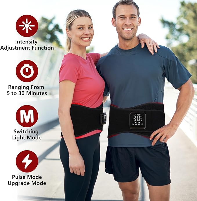 Cordless Red Light Therapy for Waist Back Pain Relief Near Infrared Light Therapy Device for Body Led Portable Wearable Wrap Rechargeable with 4000mAh Battery