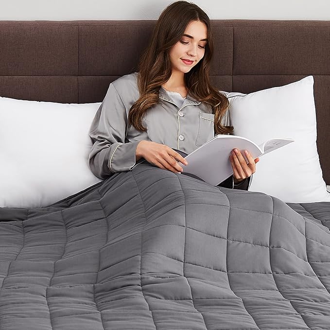 CuteKing Weighted Blanket for Adults (25lbs, 88"x104", Grey) Heavy Blanket for 240-260lbs, Weighted Blanket for Cooling & Heating with Premium Glass Beads, Thick Blanket for Adult All-Season