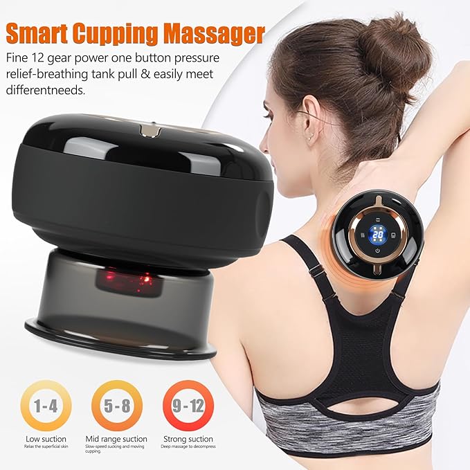 Smart Cupping Therapy Massager Set, 4 in 1 Cupping Kit for Massage Therapy, Portable Electric Cupper for Targeted Pain Relief, Knots, Aches, Muscle Soreness, Circulation & Tighter Skin
